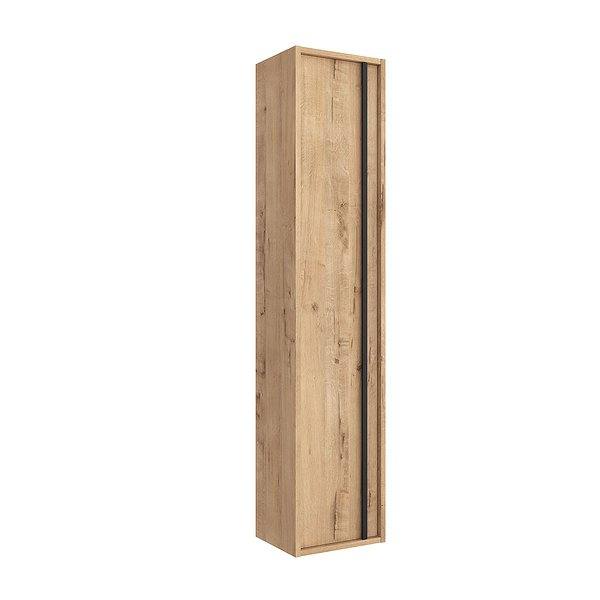 Columna de baño Attila suspendida 1 puertas 140 x 30 x 24 cm Salgar Roble Ostippo con tirador negro