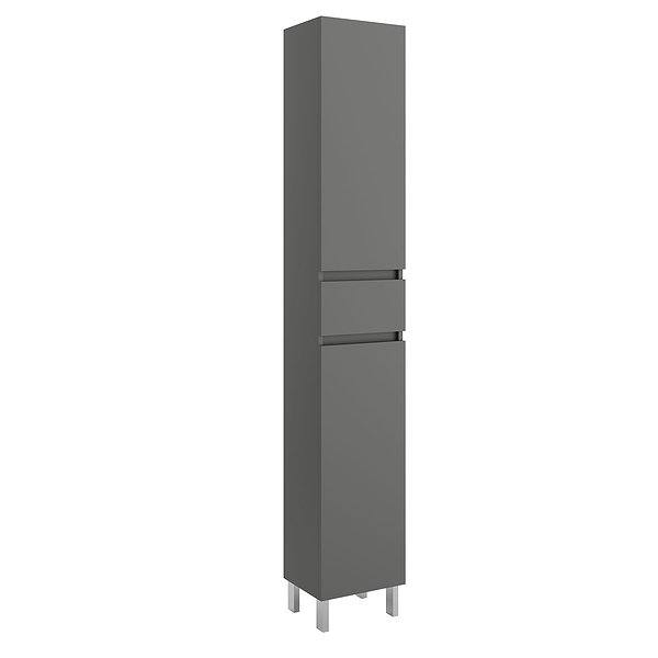 Columna de baño Infinity a suelo con patas 2 puertas y 1 cajón 182 x 30 x 24 cm Salgar blanco brillo