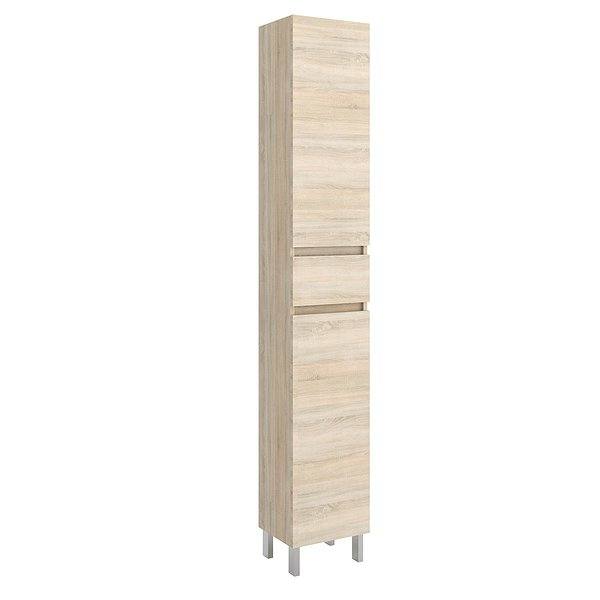 Columna de baño Infinity a suelo con patas 2 puertas y 1 cajón 182 x 30 x 24 cm Salgar blanco brillo