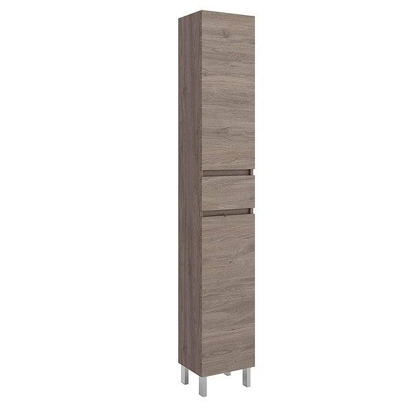 Columna de baño Infinity a suelo con patas 2 puertas y 1 cajón 182 x 30 x 24 cm Salgar blanco brillo