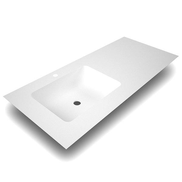 Lavabo encastrado Solid Surface blanco mate SENO DESPLAZADO Illice sin faldón (seno de 47x26.5 cm)