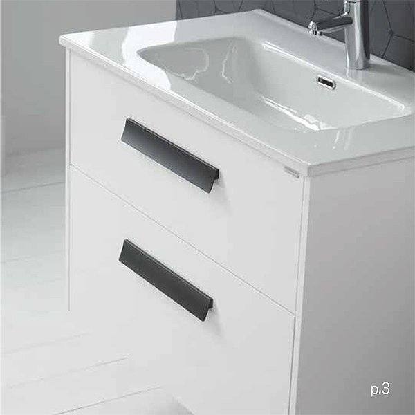 Mueble de baño Cut Line de Sanchis blanco brillo con lavabo de cerámica encastrado