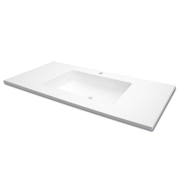 Lavabo Encastrado SENO CENTRADO Solid Surface blanco (seno de 62.5x29 cm) Ibiza sin faldón