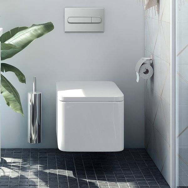 Escobillero de baño cromo a pared Round Duo de 9x10.9x41.5 cm de Bath+