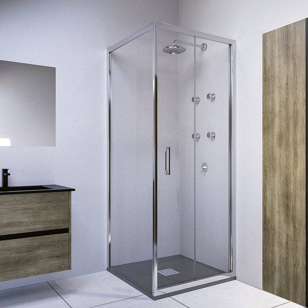 Mampara de ducha angular 1 plegable + lateral fijo Génova de Doccia