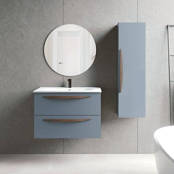 Conjunto mueble de baño Arco suspendido 2 cajones acabado Avio + Lavabo Ada + Espejo Liss + Columna de baño Arco Viso Bath
