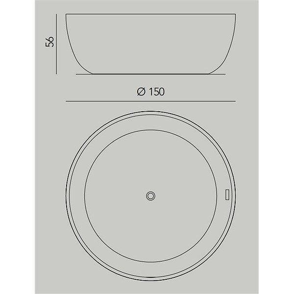 Medidas Bañera Aral 150 Ø x 56 cm Solid Surface de Baños 10