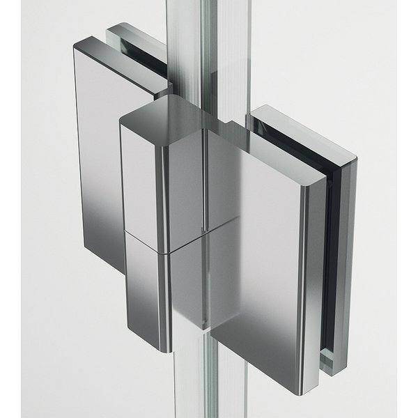 Sistema de bisagra elevable vidrio a vidrio de apertura exterior 90º, acabado en cromo