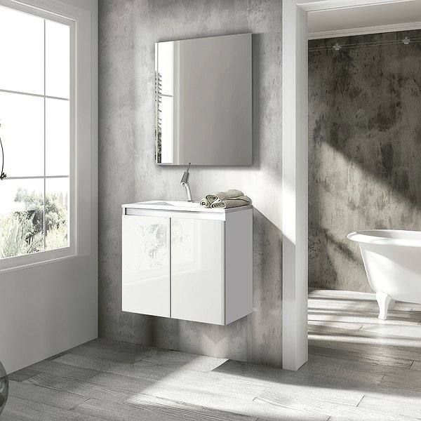Mueble de baño Box 2 de 2 puertas de Viso Bath. Espejo Sevilla y lavabo flat