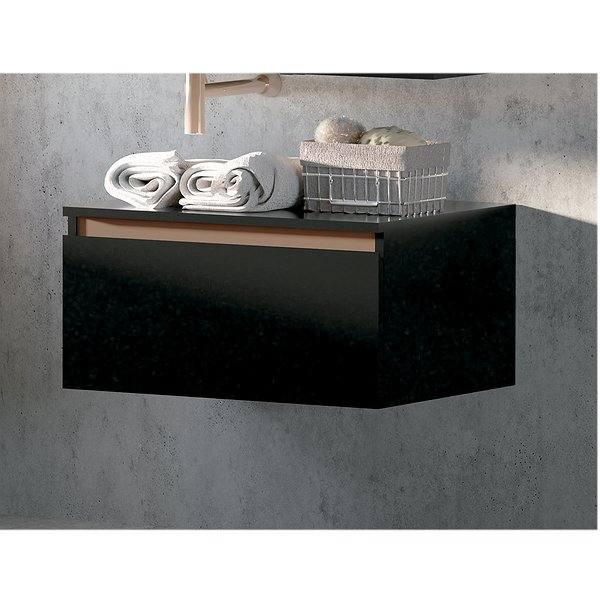 Cajonera de baño bajo cerrado Bahia 1 cajón negro mate con regleta en cobre mate de Campoaras