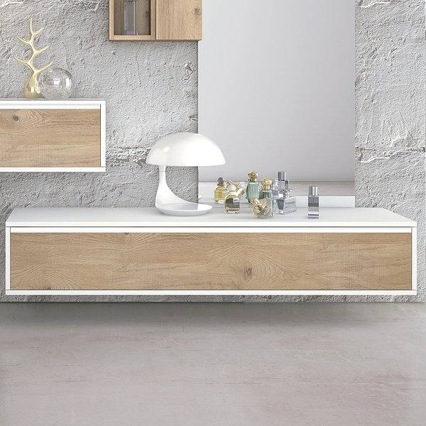 Mueble de baño con suspendido Bahía modular de 100cm blanco lacado-cartagena.