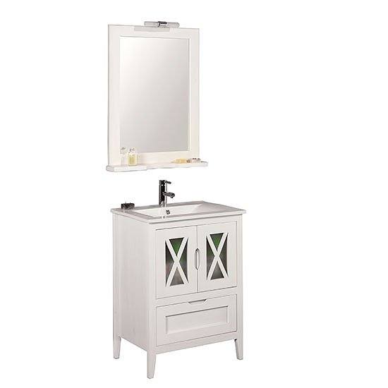 Mueble de Baño + lavabo de cerámica + espejo  Ávila de Bruntec Blanco