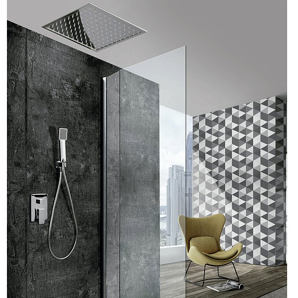 Conjunto de ducha monomando empotrado cromo Gales de Imex