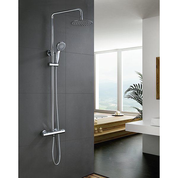 Conjunto de ducha termostática barra extensible cromado Londres de Imex