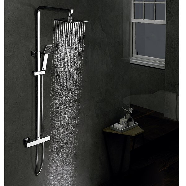 Conjunto de ducha termostática barra extensible cromado Vigo de Imex