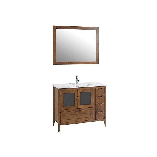 Conjunto León en Teka de 100cm + lavabo cerámica 1 poza de Bruntec + espejo