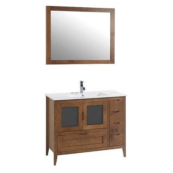 Conjunto mueble de baño Leon Teka 100cm Bruntec con lavabo cerámica + espejo