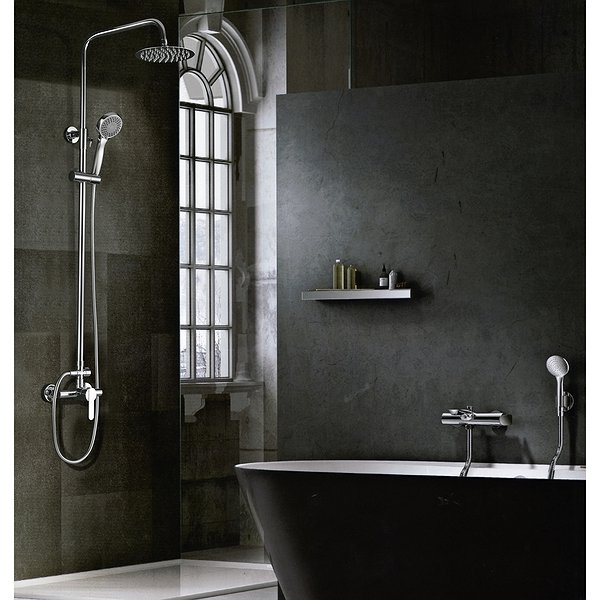 Conjunto de ducha monomando barra extensible cromado Roma de Imex