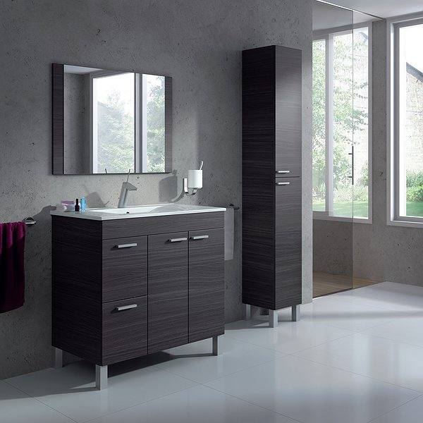 Conjunto Aktiva II Mueble gris ceniza + Lavabo acrílico + Espejo EN KIT
