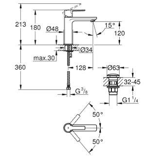 Croquis grifo de lavabo lineare de Grohe