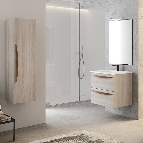 Conjunto mueble de baño Arco suspendido 2 cajones acabado crudo Visobath