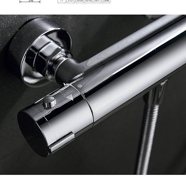 Grifería conjunto de ducha termostática barra extensible cromado Creta de Imex