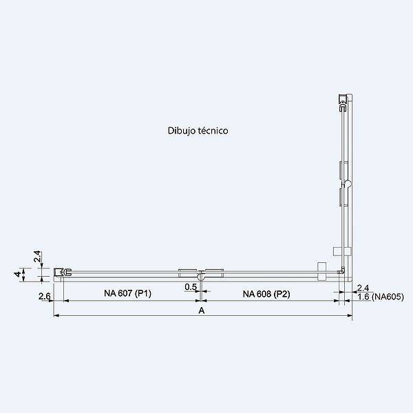 Diagrama mampara de ducha angular Nardi de Kassandra (NA306) 4 plegables