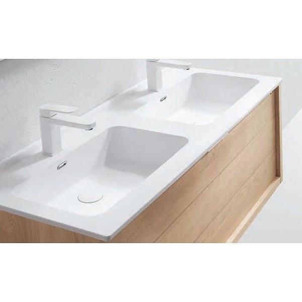 Lavabo encimera Rondo doble seno carga mineral mate