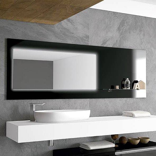 Espejo Wood de Inve 170x70cm con estante a derechas negro lacado