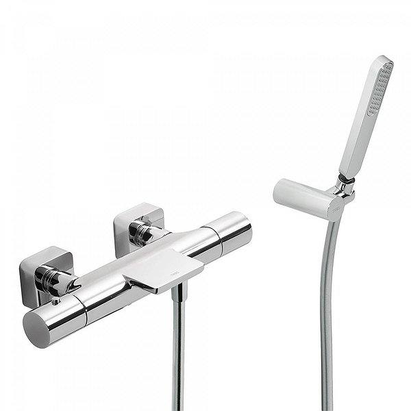 Grifo de bañera termostática con cascada Loft de Tres 29.2cm cromo