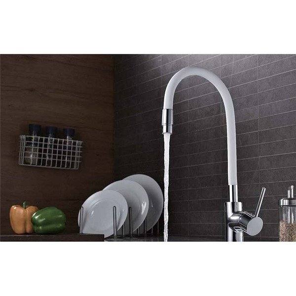 Grifo de cocina flexible monomando blanco 24x8cm VIena de Imex