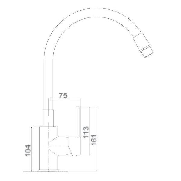 Medidas grifo de cocina flexible monomando blanco 24x8cm VIena de Imex
