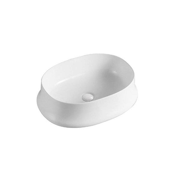Lavabo Basel ovalado sobre encimera 57x42x16 cm de cerámica de Bruntec