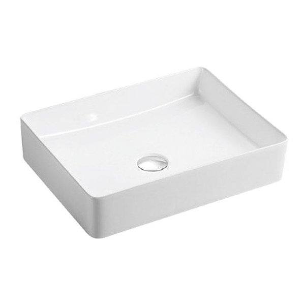 Lavabo Sofía rectangular sobre encimera 47x36x10 cm de cerámica de Bruntec