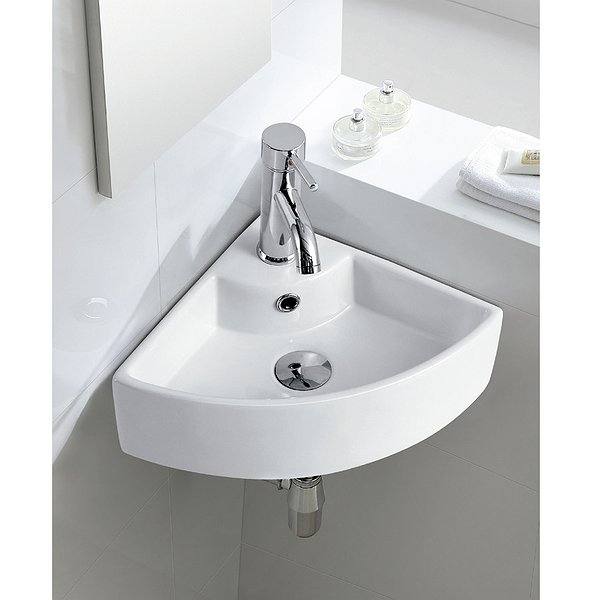 Lavabo Segovia semicircular suspendido 46x32.5 cm de cerámica de Bruntec