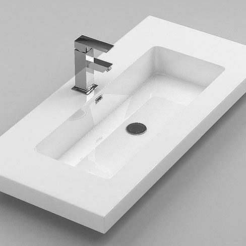 Lavabo Topacio encastrado carga mineral recubierto de Gel coat de Coycama