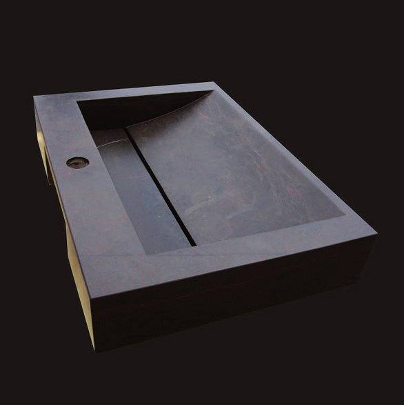 Lavabo suspendido 60x46x10 MARMOL negro apomazado PIEDRA NATURAL Pop