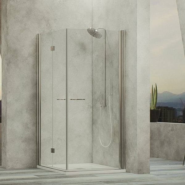 Mampara de ducha angular 2 plegables + 1 abatible Linde de Bruntec