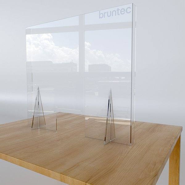 Mampara de protección angular de metacrilato 3 mm con ventana Ávila de Bruntec