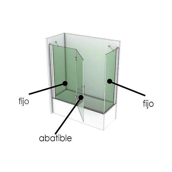 Esquema mampara de bañera angular 2 fijas + 1 abatible Almada de Bruntec