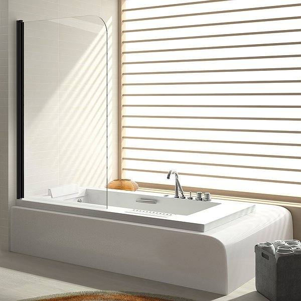 Mampara de baño 300 negra de Kassandra (TR570) panel abatible