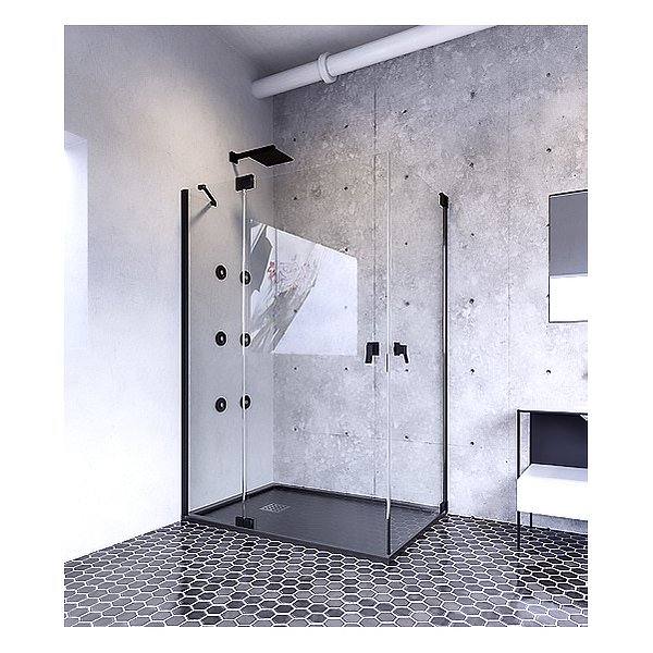 Mampara de ducha angular 1 fija + 2 abatibles Shanghai Black Colllection Doccia