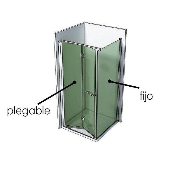 Esquema mampara de ducha angular 2 plegables + 1 fijo Bari de Bruntec
