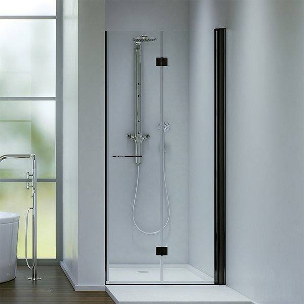 Mampara de ducha frontal 2 plegables Edimburgo negra de Bruntec