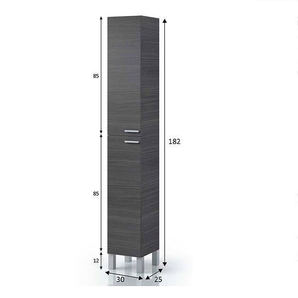 Medidas columna de baño gris ceniza de 182x30x25cm Koncept