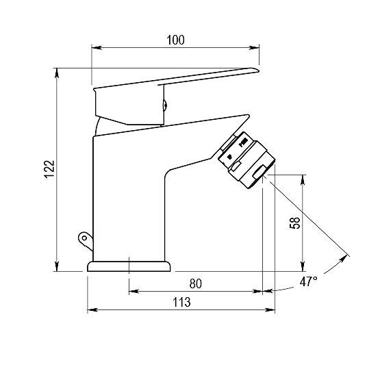 Medidas grifo de bidé monomando Albos de Galindo | Decorabaño
