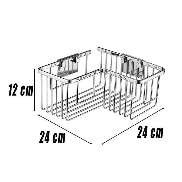 Medidas estante para ducha cromo 24x24x12cm Leo de Mediterránea del baño