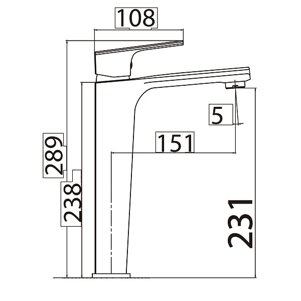 Medidas grifo alto de lavabo monomando cromado 151x231 mm Bali de Imex
