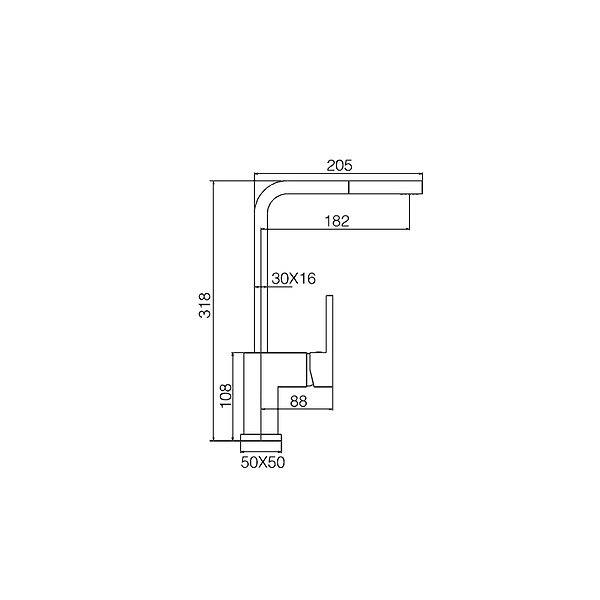 Medidas grifo de cocina monomando cromo 31,8x20,5cm Cox de Imex
