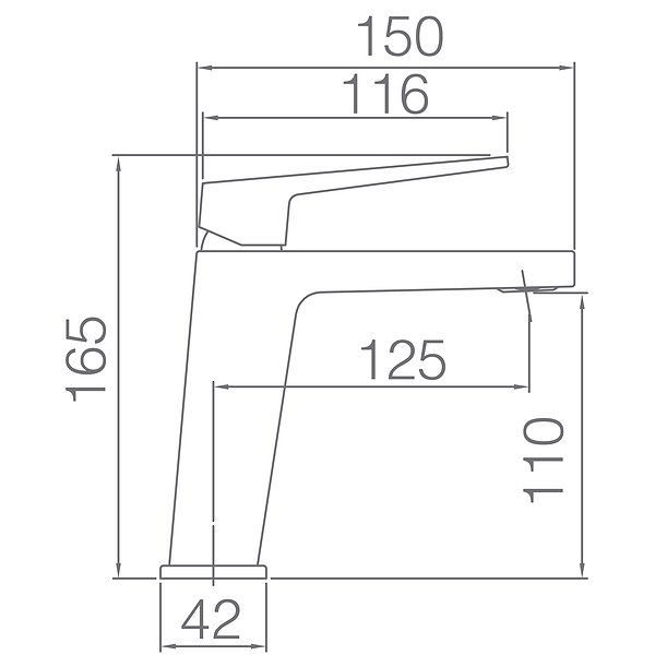 Medidas grifo de lavabo monomando cromado 126x110 mm Art de Imex